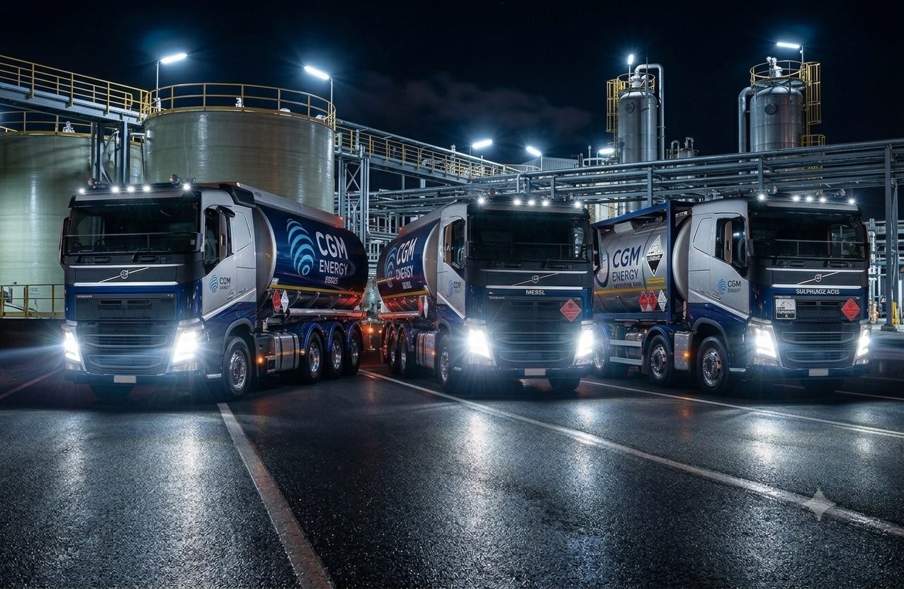 CGM Energy sulphuric acid tankers at the depot